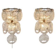 Pair of XXL Mid Century Modern Murano Glass Sconces by Carlo Nason for Mazzega