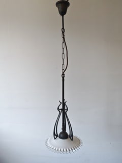 Small Art Nouveau Pendant light in metal and glass, Austria 1910s