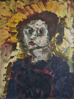 Modernist portrait of a woman, oil on hardboard, Yugoslavia 1950s