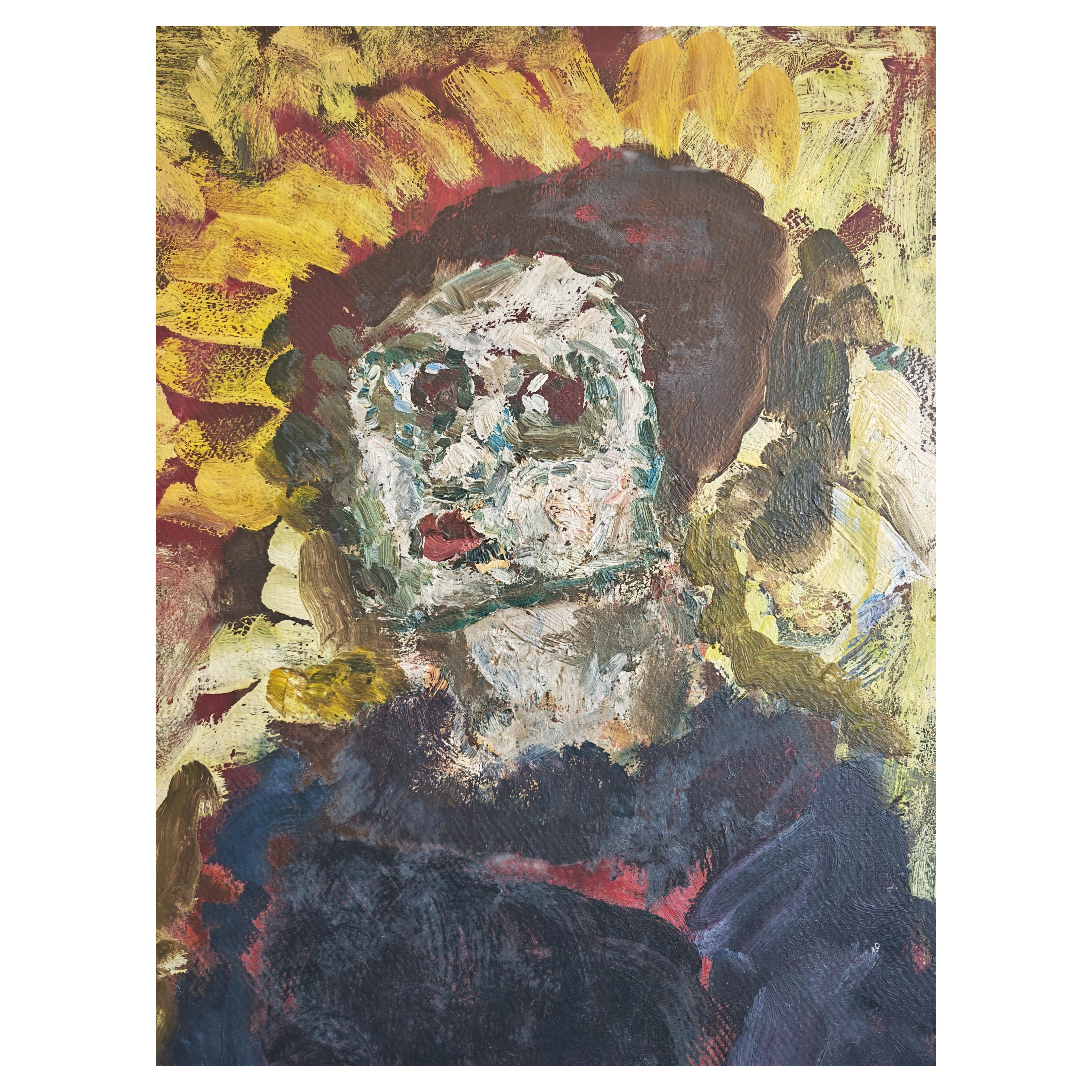 Ritratto modernista di una donna, olio su pannello rigido, Jugoslavia, anni ’50