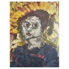 Modernist portrait of a woman, oil on hardboard, Yugoslavia 1950s