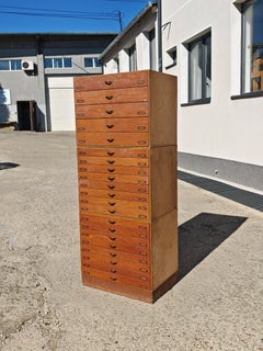 Vintage Modular 3-stack architectural file cabinet, 21 drawers, Germany 1940s