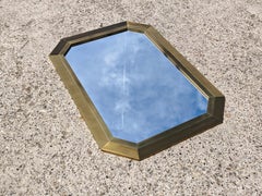 Large Mid Century Modern Octagonal Mirror with brass frame, Austria 1960s