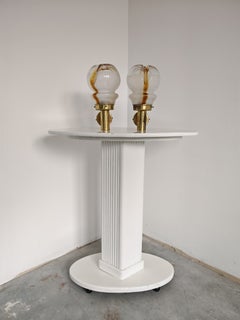 Pair of Mid Century Modern Brass Sconces with Murano glass shade by AV Mazzega