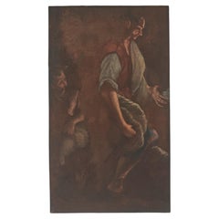 Olio su tela del XVIII secolo, Scuola napoletana, scena figurativa