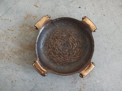 Grand cendrier brutaliste en bronze coulé, à la patine riche, Autriche, années 1960