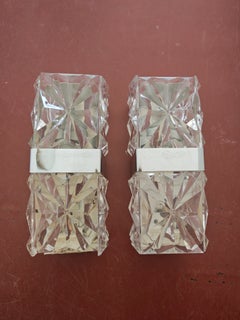Pair of Mid Century Modern Sconces in lucite and chrome, attr. to Kinkeldey