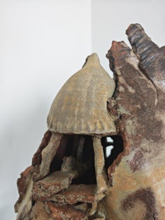 Abstract Organic Ceramic Sculpture with a mushroom, Yugoslavia, 1980s
