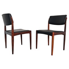 Juego de 4 sillas de comedor Mid Century Modern en palisandro y cuero by Bramin