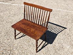 Small Vintage Windsor Bench in solid oak, England 1950s