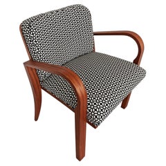 Jugendstil Armchair in Mahogany upholstered in geometric fabric, Austria 1900s