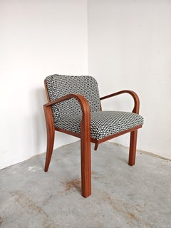 Jugendstil Armchair in Mahogany upholstered in geometric fabric, Austria 1900s