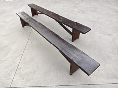 Pair of Monumental Rustic Farmer’s Benches in Solid Pine, North Italy 1960s