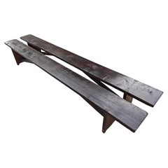Pair of Monumental Rustic Farmer’s Benches in Solid Pine, North Italy 1960s
