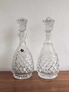 Pair of Royal Copenhagen Crystal Pineapple Decanters, Denmark 1980s