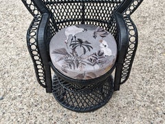 Vintage Black Peacock chair with a cushion, France 1980s