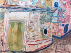 Expressive watercolor painting "View of the Old Town Split", Yugoslavia 1960s