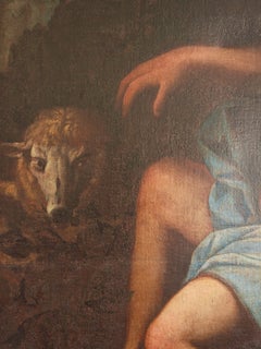 Der schlafende Endymion mit Schaf und Hund, italienische Schule, frühes 18. Jahrhundert