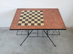 Mid Century Modern Chess Table in various kinds of marble and iron, France 1950s