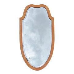 Art Deco wall mirror in cherry wood and beautiful foxing, Austria 1930s