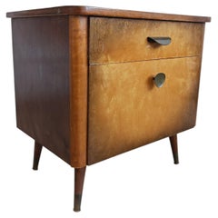 Mueble bar o mesita de noche de madera con nudos, estilo «Mid-Century Modern», Alemania, década de 1950