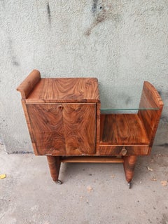Art Deco Bar Trolley in rich walnut veneer, Italy 1930s
