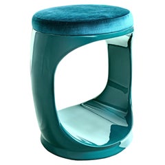 Sgabello contemporaneo made in Italy, Pouf Sedute Signet Ring Turchese