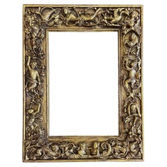 Antique Florentine Hand Carved Frame with Allegorical Mythological Carvings