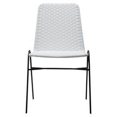 Indoor and Outdoor Stackable White Patio Dining Chair by Frida & Blu