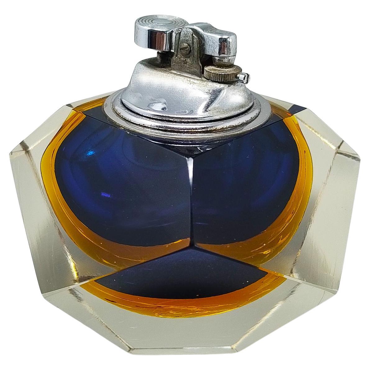 Accendino da tavolo anni 
60 in vetro di Murano Glass Sommerso di Flavio Poli per Seguso