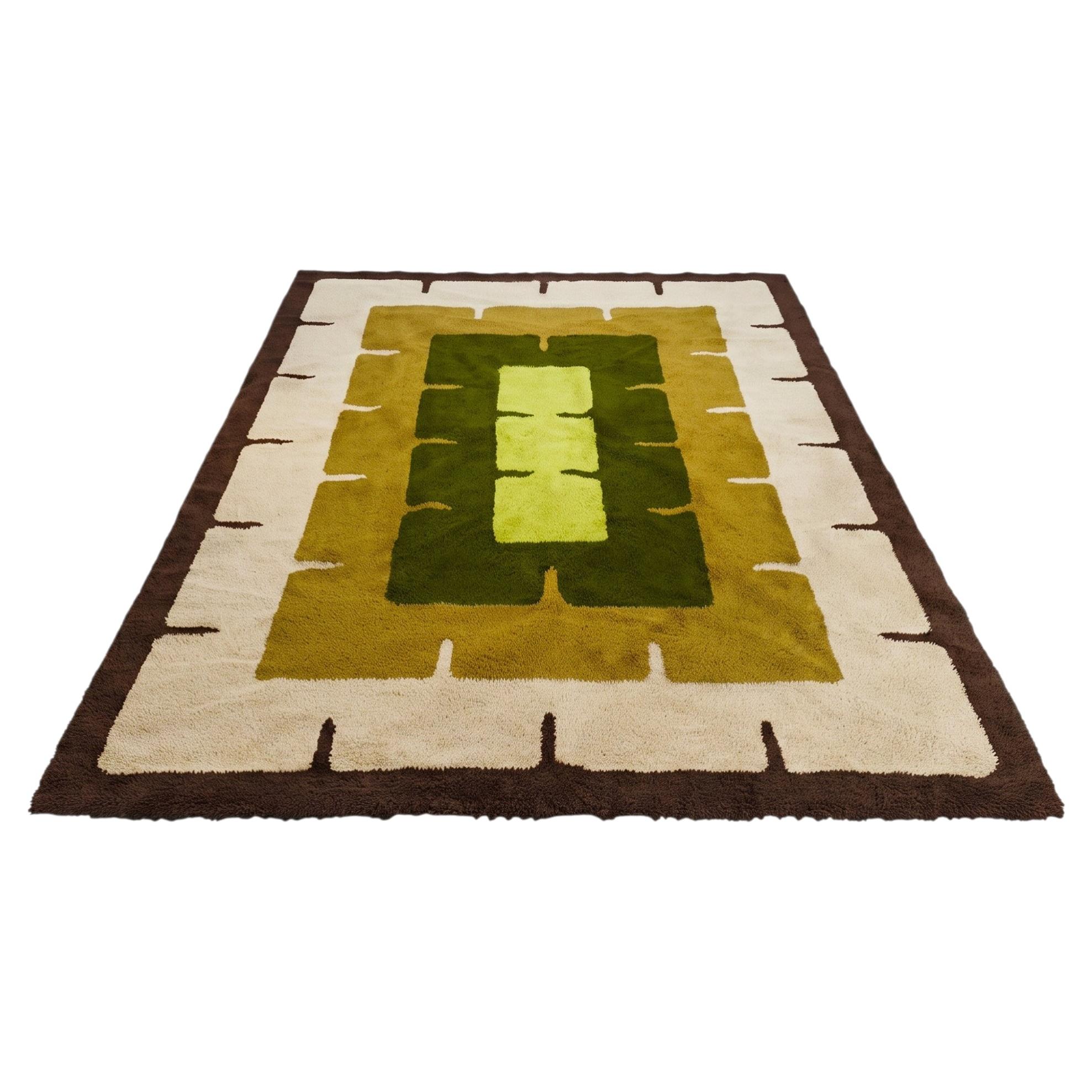 Mid-Century Modern Italian Space Age Italian Wool Rug , 1970s
