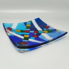 1970s Mid-Century Modern Geometric Murano Glass Vide-Poche by Albatros, Signed G