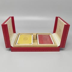 1970s Cartier Playing Cards Box, Red Leather, Silk Lined, France
