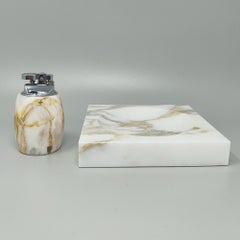 1960s Mid-Century Modern Italian Onyx Smoking Set with Table Lighter & Ashtray