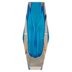 1960s Large Flavio Poli for Seguso Blue Murano Glass Vase