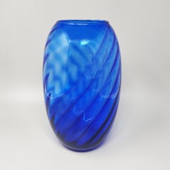 1970s Mid-Century Blue Vase by Ind. Vetraria Valdarnese. Made in Italy