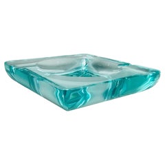 1970s Mid-century Aquamarine Ashtray by Fontana Arte. Made in Italy