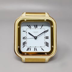 1980s Gorgeous Cartier Santos Alarm Clock Pendulette. Made in Swiss