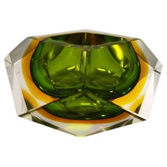 Flavio Poli Green Murano Glass Ashtray, Mid-Century Modern, 1960s