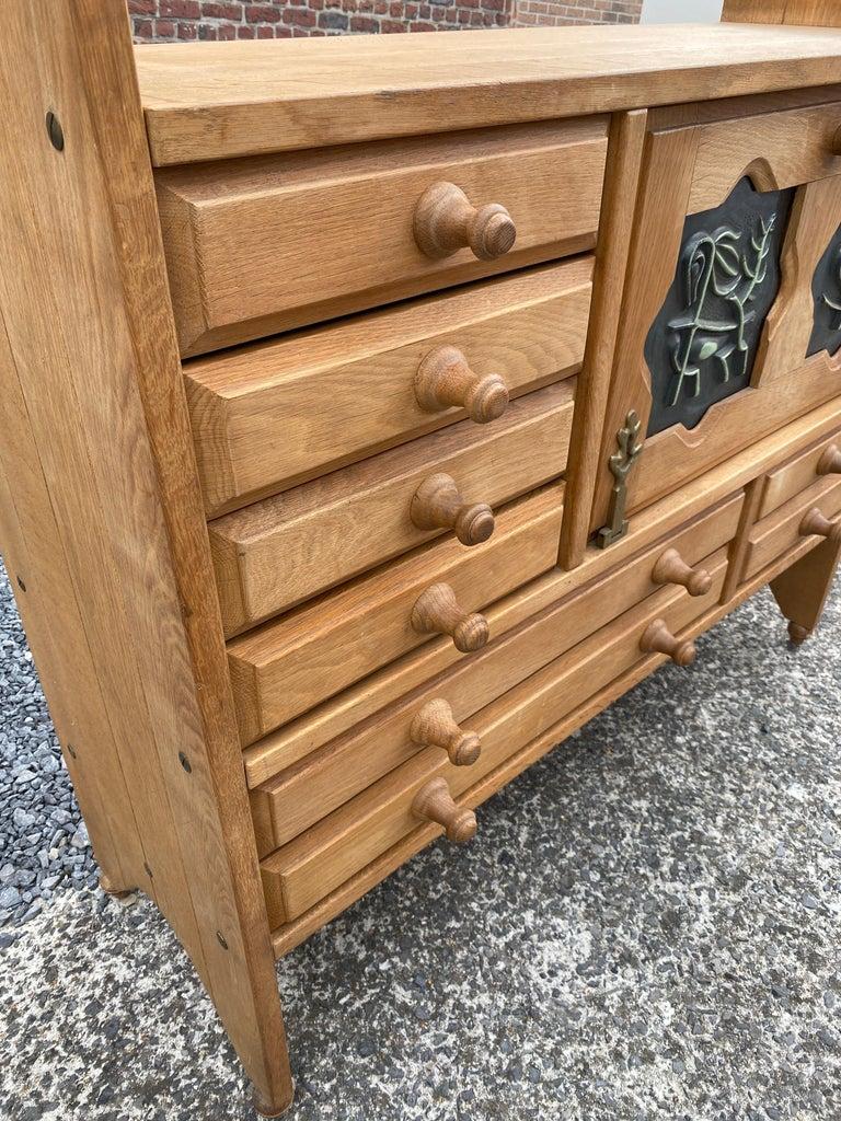 Guillerme and Chambron, Oak Buffet and Ceramic Tiles by Boleslav Danikowski For Sale 5