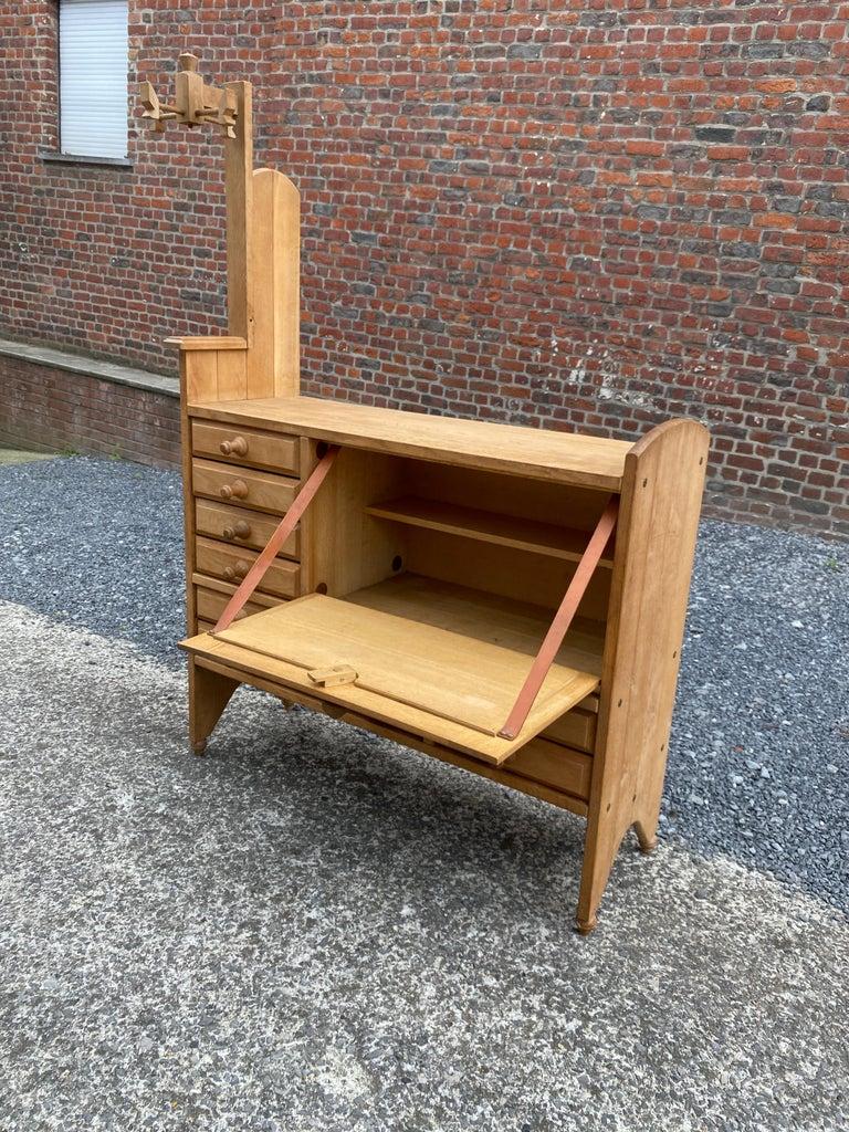 Guillerme and Chambron, Oak Buffet and Ceramic Tiles by Boleslav Danikowski For Sale 8