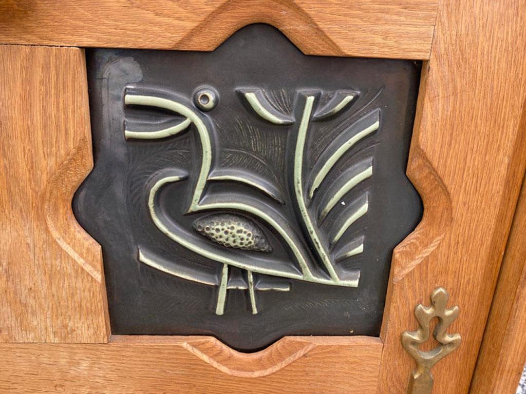 Guillerme and Chambron, Oak Buffet and Ceramic Tiles by Boleslav Danikowski For Sale 9