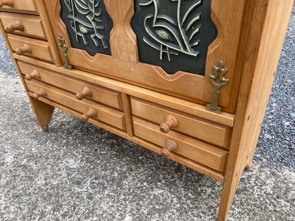 Guillerme and Chambron, Oak Buffet and Ceramic Tiles by Boleslav Danikowski For Sale 2