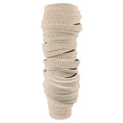 Gilles CAFFIER (1963) large tubular vase in textured ceramic, signed and dated