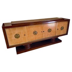 Art Deco Walnut, Ash tree and Bronze Sideboard circa 1940