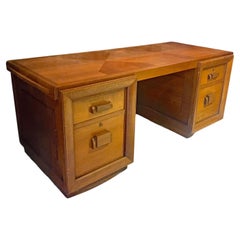 Charles Dudouyt (1885-1946) Art Deco Oak Desk