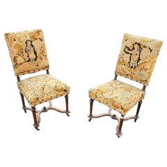 2 sedie in stile Enrico II, con bellissimi rivestimenti in tappezzeria, intorno al 1900