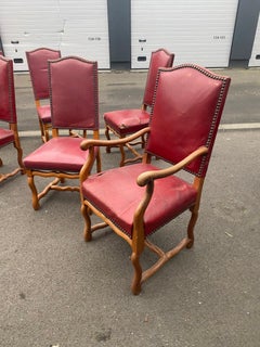 Lot de 10 chaises de salle à manger anciennes de style Louis XIII « Os de Mouton »