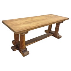 Neo Gothic Style Table in Solid Oak, Assembled by Keys, Disassembles Completely