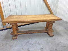 Neo Gothic Style Table in Solid Oak, Assembled by Keys, Disassembles Completely